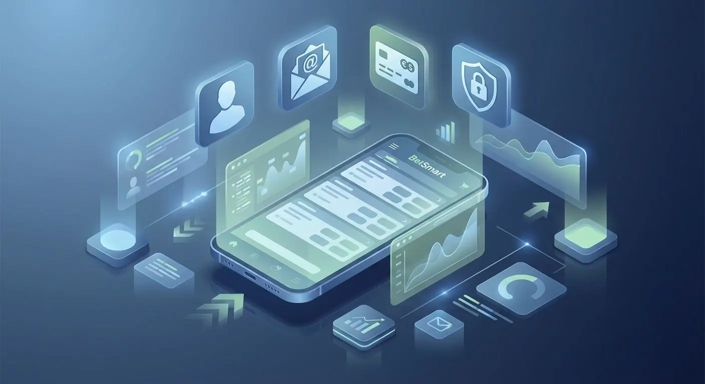 Ilustração de aplicativo mostrando diferentes tipos de dados pessoais coletados