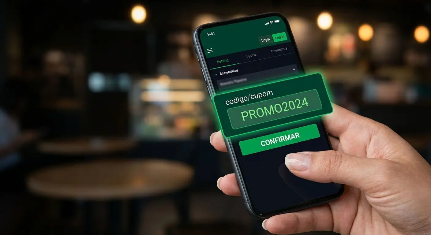 Tela de celular mostrando campo para inserir código ou cupom de bônus
