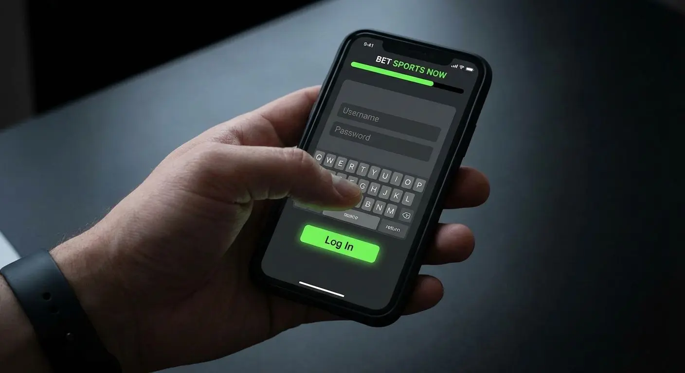 Usuário fazendo login no app BetEsporte pelo celular