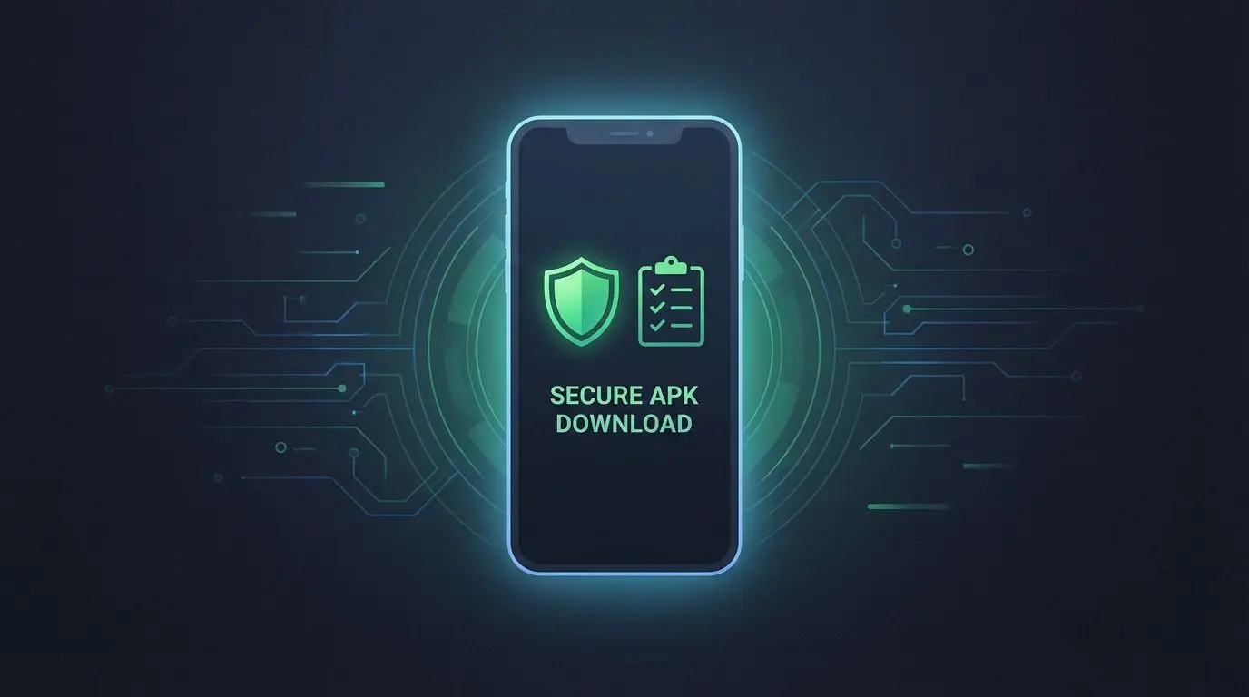 Smartphone com escudo e checklist simbolizando segurança ao instalar APK